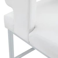 Lot de 2 tabourets de bar style nordique, structure métallique robuste avec pieds argentés, 48x53.3x91.4 cm, Blanc+Argent(m-8)