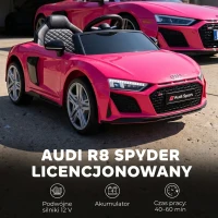 AIYAPLAY Elektryczny samochód dla dzieci 12V z pilotem, akumulator litowy, 2 silniki, łagodny rozruch, tylne zawieszenie Różowy(m-4)