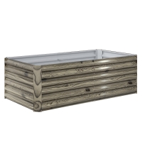 Outsunny Jardinera Exterior Grande Rectangular de Acero Galvanizado para Terraza con Base Abierta 180x90x57,5 cm Natural
