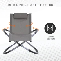 Outsunny Sedia A Dondolo Design Moderno Per Interni Ed Esterni Textilene 154x80x84cm Grigio(m-4)