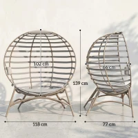 Outsunny Egg Chair with Cushion & Side Pocket - Light Grey(m-3)
