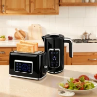 HOMCOM Touch Screen Kettle and Toaster Set - Black(m-9)