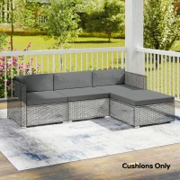 Outsunny 7-Piece Patio Furniture Cushions, Outdoor Loveseat Cushion with Removable Covers for Rattan Furniture, 60x60 cm, Dark Grey(m-8)