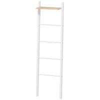 HOMCOM Toallero Escalera con Estante Superior y 4 Barras Toallero de Baño para Apoyar en Pared 43x20x151 cm Blanco y Roble(m-11)