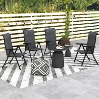 Outsunny Set of Four Folding Garden Chairs, with Seven-Position Adjustable Backs, Grey(m-10)