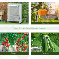 Outsunny 100 x 50 x 150cm Tomato Greenhouse with Roll-up Door, Mini Greenhouse with PE Cover, Outdoor Grow House Small Green House for Yard, Balcony, Garden, White(m-6)