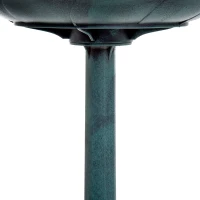 Outsunny Baño para Pájaros de Jardín Exterior con Diseño de Flor y Acabado Envejecido Ligero y Resistente Verde(m-8)