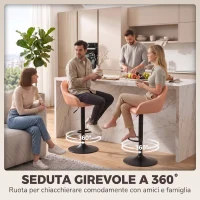 HOMCOM Set 2 Sgabelli da Bar Regolabili con Schienale e Poggiapiedi in Pelle PU, Marrone(m-7)