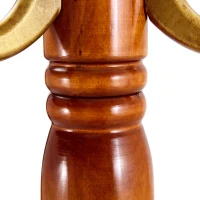 Porte-manteau européen en bois massif, design sculpté et élégant, plusieurs crochets à hauteurs variées, 48x48x195 cm, Couleur naturelle(m-12)