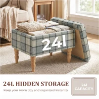 HOMCOM Linen Fabric Upholstered Footstool, Rectangular Storage Stool with Removable Top, Padded Seat and Hidden Space, Grey(m-5)