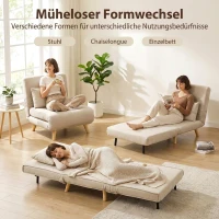 HOMCOM 3-in-1 Schlafsessel, Klappsessel mit Schlaffunktion, verstellbare Click-Clack-Rückenlehne, Beige(m-4)