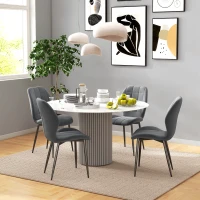 HOMCOM Set of Four Flannel Relaxed Tub Dining Chairs - Dark Grey(m-2)