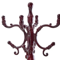 Porte-manteau européen en bois massif, design sculpté et élégant, plusieurs crochets à hauteurs variées, 48x48x195 cm, Noyer(m-8)