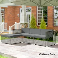 Outsunny 7-Piece Patio Furniture Cushions, Outdoor Loveseat Cushion with Removable Covers for Rattan Furniture, 60x60 cm, Dark Grey(m-10)