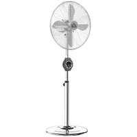 HOMCOM Ventilateur sur pied à hauteur réglable 120-135 cm, oscillation 75°, minuterie 7,5H, télécommande, mode veille, argent(m-1)