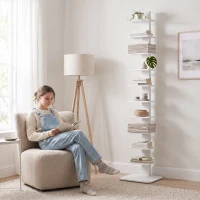 HOMCOM Libreria Moderna a 11 Ripiani Salvaspazio in Stile Industriale, 34.5x41.5x163.5 cm, Bianco(m-9)