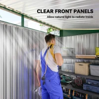 Outsunny 8.5 x 4ft Metal Shed with Lightsky Panels, Garden Storage Tool House with Double Doors for Garden, Patio and Lawn, Green(m-6)