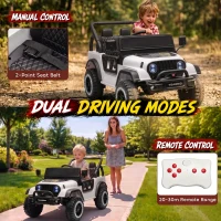 AIYAPLAY Mașină Electrică pentru Copii 12V, Buggy Electric pentru Copii, 2 Motoare, Telecomandă 2,4G, Baterie Litiu, Alb(m-6)