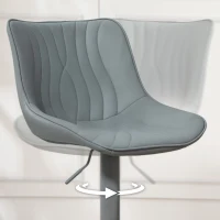 HOMCOM Juego de 2 Taburetes de Bar con Altura Ajustable Respaldo Asiento de Piel Sintética Marco de Acero y Reposapiés Gris(m-8)