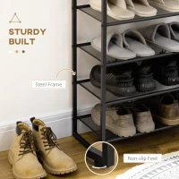 HOMCOM 8-Tier Shoe Rack, Shoe Storage Organizer with Mesh Shelves, Free Standing Shoe Shelf Stand for 21-24 Pairs of Shoes for Entryway, Hallway, Closet, Grey(m-5)