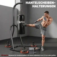SPORTNOW Bokszakstandaard met bokszak, vrijstaand, 360° ketting, U-basis, halterschijfhouder, staal(m-5)