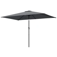 Outsunny Garden Parasol, Parasol Umbrella with Crank Handle, Tilt Function, Polyester Canopy, Dark Grey(m-11)