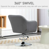 HOMCOM Swivel Microfibre Accent Chair for Living Room Contemporary Vanity Armchair with Adjustable Height Thick Cushion Lumbar Support Armrest for Bedroom Office Dark Grey(m-5)