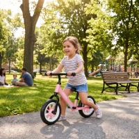AIYAPLAY Bicicleta de Equilíbrio para Crianças 2-5 Anos com Rodas Luminosas e Silenciosas, Assento e Guiador Ajustáveis, Rosa(m-9)