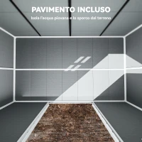 Outsunny Casetta per Attrezzi a 2 Ingressi con Finestre e Prese d'Aria, in PP e Alluminio, 303x183x184 cm, Grigio(m-3)