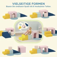 AIYAPLAY Schuimblokken voor kinderen, 8-delige indoor softblokken met wasbare hoes, XXL, antislip, meerkleurig(m-4)