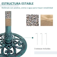 Outsunny Baño para Pájaros de Jardín Exterior con Diseño de Flor y Acabado Envejecido Ligero y Resistente Verde(m-6)