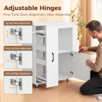 HOMCOM Kitchen Trolley on Wheels, Rolling Kitchen Island Cart with Power Outlet, Cabinet, Pull-Out Drawer, White(m-8)