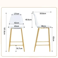 Lot de 4 tabourets de bar transparents, design moderne au look aérien, 51x45x102 cm, Doré(m-3)