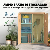 Outsunny Casetta da Giardino Legno con Porta Doppia, Mensole e Finestre, 127.5x50x164cm(m-4)