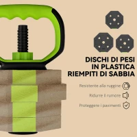 SPORTNOW Set Pesi Palestra 6 in 1 Multifunzione da 20kg Totali in Plastica e Sabbia, 125x18x18 cm, Verde(m-7)