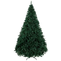 HOMCOM Tanne Weihnachtsbaum 270 cm mit Gelenkzweigen 2418 feuerhemmende PVC-Nadeln Schneller Aufbau Klappbare Stahlbasis Grün(m-8)