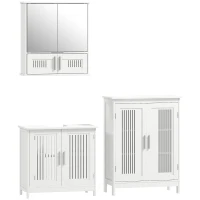 kleankin Modern Bathroom Storage Cabinet, Freestanding Floor Cupboard with Double Doors and Adjustable Shelves for Living Room, Hallway, Kitchen, Entryway, White(m-1)