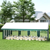 Outsunny 8 x 4m Garden Gazebo with Sides, Galvanised Marquee Party Tent with Eight Windows and Double Doors, for Parties, Wedding and Events(m-10)