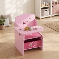 AIYAPLAY Kindertafel met Stoel 2-in-1, Kinderzitgroep met Opbergruimte, Ruimtebesparend, voor 3-5 Jaar, Roze(m-8)