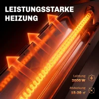 Outsunny Infrarood Terrasverwarmer 2000W van koolstofvezel met afstandsbediening, 8 warmtestanden, beschermhoes, timer en kantelbeveiliging(m-4)