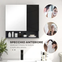 kleankin Armadietto con Specchiera Bagno a 2 Ante e Mensole Regolabili in Legno, 55x17x55cm, Nero(m-5)