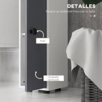 kleankin Columna de Baño con 1 Cajón 5 Estantes y 2 Puertas para Salón Dormitorio Carga 30 kg 20x20x180 cm Gris(m-6)