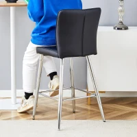 Tabouret de bar haut, lot de 2, pieds réglables antidérapants, 44,00x44,00x101,00 cm, Noir+Argent(m-1)