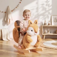 AIYAPLAY Dondolo per Bambini 1-3 Anni a Scoiattolo in Peluche, Suoni, Cintura di Sicurezza, Marrone(m-9)