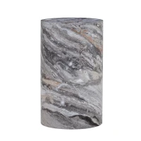 Table basse ronde élégante, bords arrondis et patins antidérapants, 30x30x55 cm, Gris(m-2)
