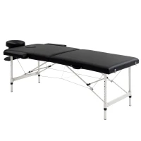 HOMCOM Table de massage pliable portable + housse de transport charge max. 225 Kg hauteur réglable 210 x 90 cm noir(m-1)