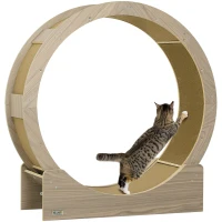 PawHut Roue d'exercice pour chat roue de course pour chat frein sécurisé et tapis de grattage amovible silencieux 91 cm marron(m-11)