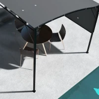 Outsunny 3 x 2.5m Patio Metal Gazebo Door Window Awning Wall Mount Metal Outdoor Shelter Charcoal Grey(m-8)