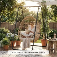 Outsunny Hammock Chair Stand Only 150KG Load Capacity for Indoor Outdoor, Black(m-8)