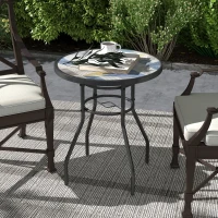 Outsunny Φ60 Garden Table, with Glass Printed Tabletop - Multicolour(m-2)